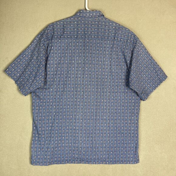 Tori Richard Shirt Adult Large Blue Hawaiian Beach Party Palm Tree Mens - Picture 9 of 11